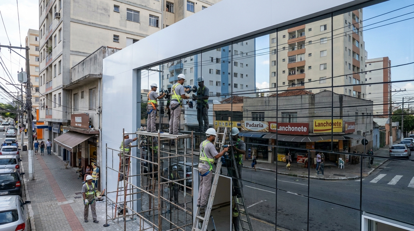 Fachada espelhada em esquina em Diadema-SP
